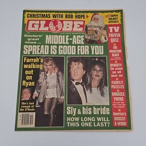 Globe Magazine December‎ 1985 Farrah Fawcett Sly Stallone
